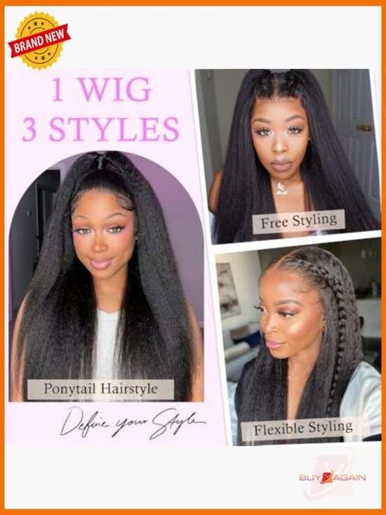 13x6 Kinky Straight Wig 250% Density Drawstring Lace Front Human Hair Pre